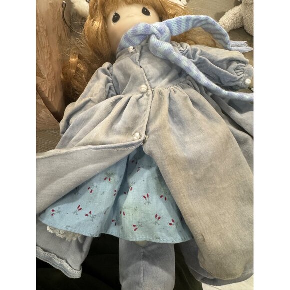 Vintage Enesco Precious Moments Doll Coat Scarf  14 in tall pearl button winter - Picture 3 of 11